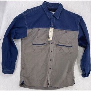 Bear Surfboards Shirt Color Block Large Gray Blue 1990's USA Made Vintage Y2K
